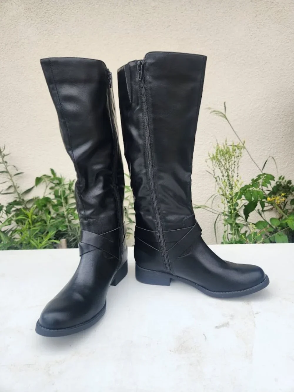 New Style & Co Womens Size 7.5 Margoo Riding Boots Shoes Block Heel Faux Leather - Picture 5 of 8